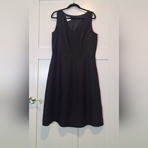 Talbots Vintage Irish Linen Black Sleeveless Sheath Midi Dress Plus Size 14